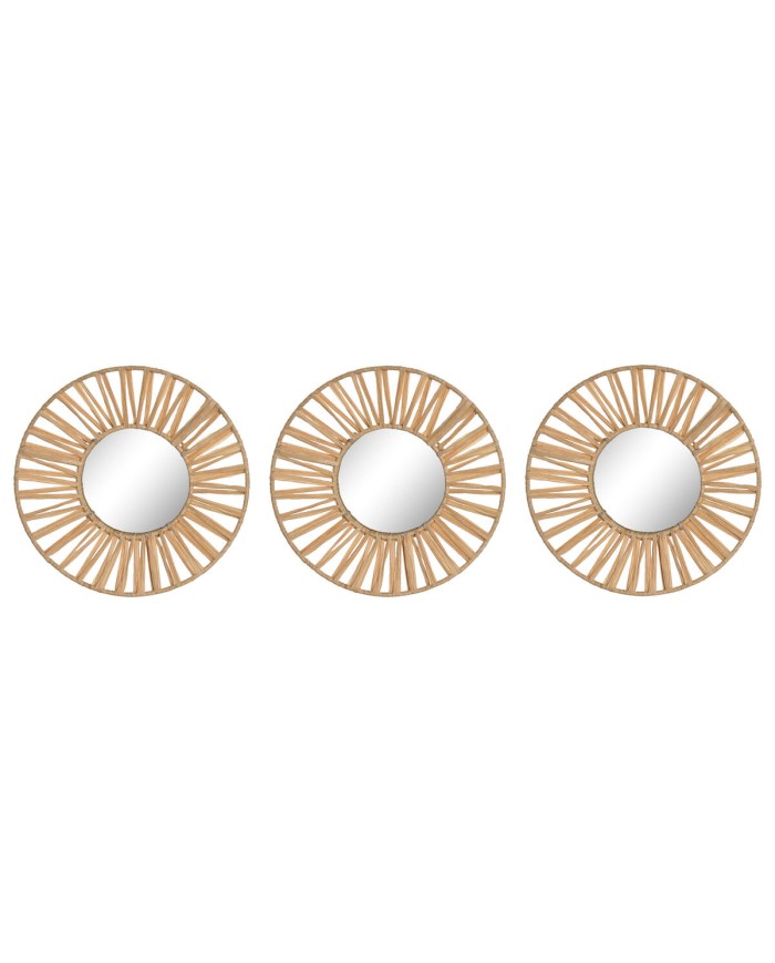 Set di Specchi Home ESPRIT Naturale Scandi 20 x 2 x 20 cm (3 Pezzi) Set di Specchi Home ESPRIT Naturale Scandi 20 x 2 x 20 cm (3 Pezzi)