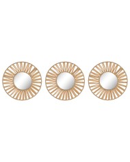 Set di Specchi Home ESPRIT Bianco Boho 20 x 1 x 20 cm (3 Pezzi)
