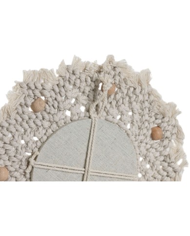 Set di Specchi Home ESPRIT Bianco Boho 20 x 1 x 20 cm (3 Pezzi)