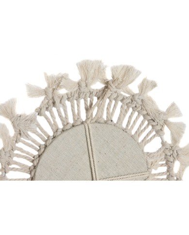 Set di Specchi Home ESPRIT Bianco Boho 20 x 1 x 20 cm (3 Pezzi)