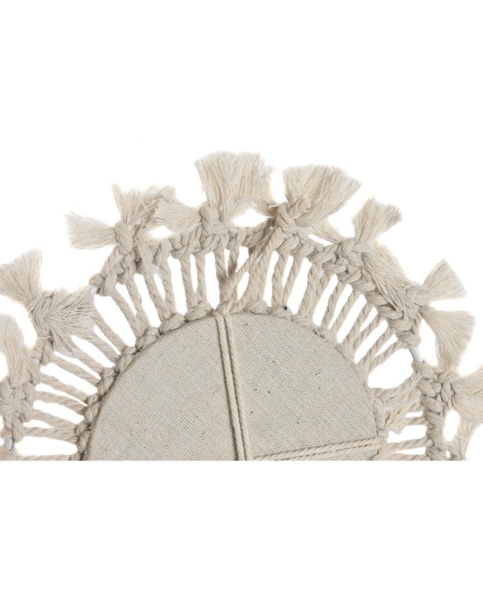 Set di Specchi Home ESPRIT Bianco Boho 20 x 1 x 20 cm (3 Pezzi)