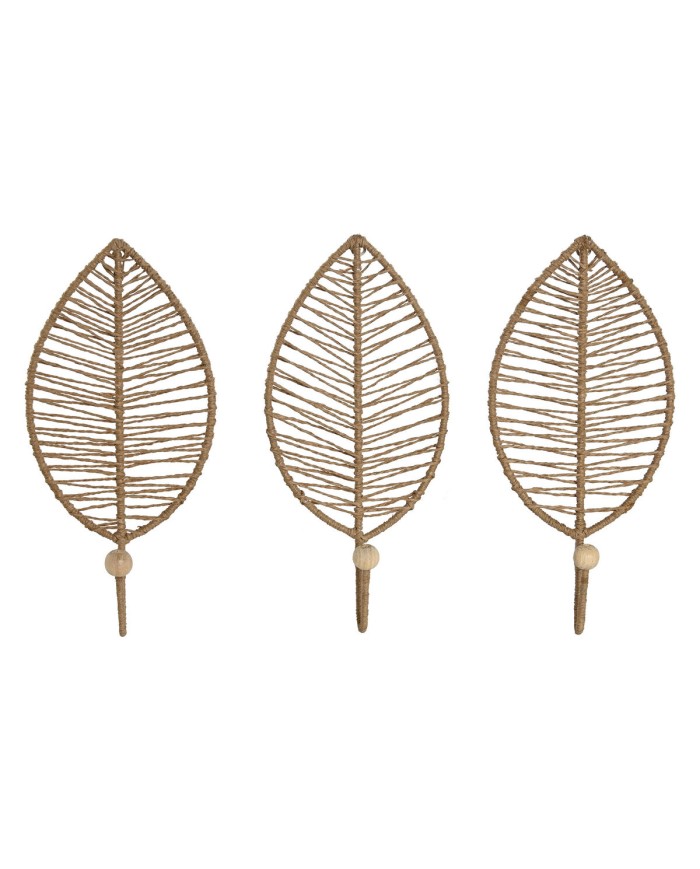 Appendiabiti da parete Home ESPRIT Naturale Juta Metallo 12 x 4 x 26 cm