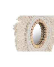 Set di Specchi Home ESPRIT Bianco Boho 20 x 1 x 20 cm (3 Pezzi)