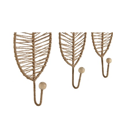 Appendiabiti da parete Home ESPRIT Naturale Juta Metallo 12 x 4 x 26 cm