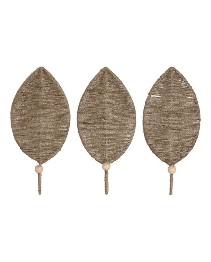 Appendiabiti da parete Home ESPRIT Naturale Juta Metallo 12 x 4 x 26 cm