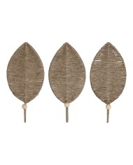 Appendiabiti da parete Home ESPRIT Naturale Juta Metallo 12 x 4 x 26 cm