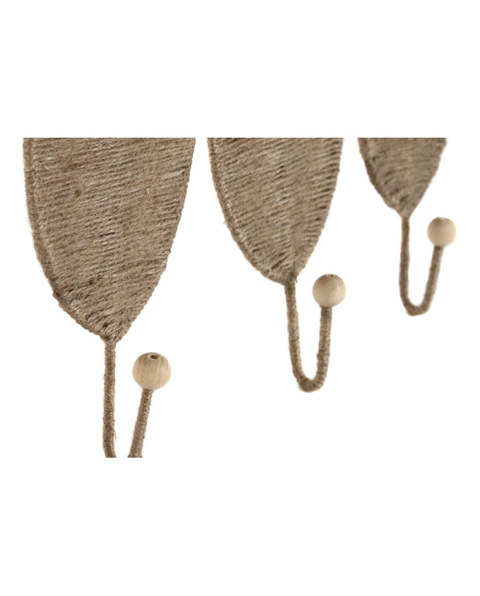 Appendiabiti da parete Home ESPRIT Naturale Juta Metallo 12 x 4 x 26 cm