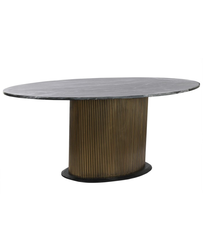 Tavolo da Pranzo Home ESPRIT Nero Dorato Ottone Marmo 200 x 110 x 76 cm