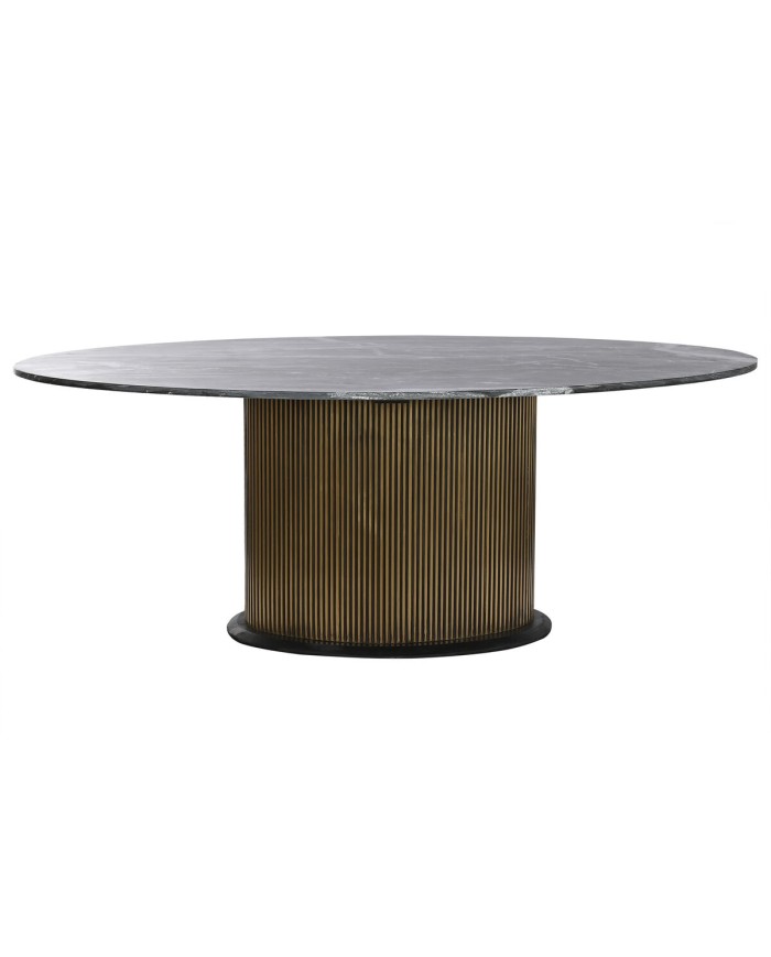 Tavolo da Pranzo Home ESPRIT Nero Dorato Ottone Marmo 200 x 110 x 76 cm