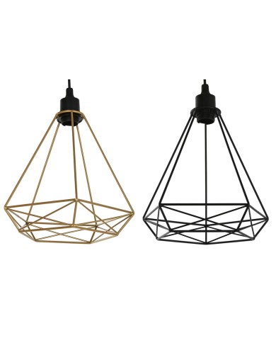 Lampadario Home ESPRIT Nero Dorato Metallo 50 W 28 x 27 x 34 cm (2 Unità)