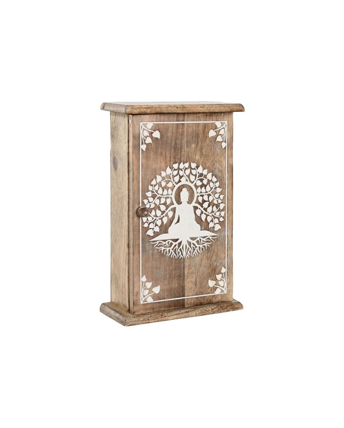 Armadietto portachiavi Home ESPRIT Bianco Naturale 18 x 7,5 x 28 cm