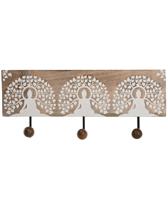 Appendiabiti da parete Home ESPRIT Bianco Nero Naturale Metallo Legno di mango Buddha 38 x 5 x 16 cm Appendiabiti da parete Home ESPRIT Bianco Nero Naturale Metallo Legno di mango Buddha 38 x 5 x 16 cm