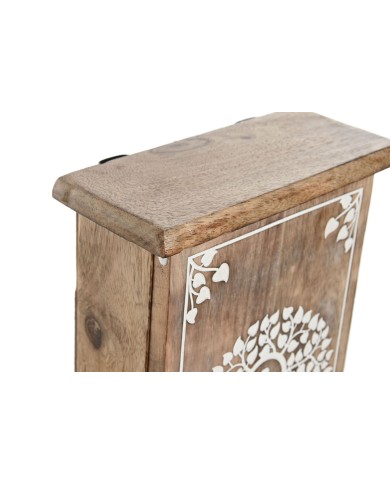 Armadietto portachiavi Home ESPRIT Bianco Naturale 18 x 7,5 x 28 cm