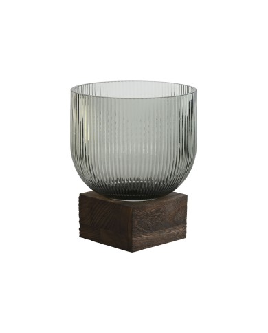 Vaso Home ESPRIT Marrone Grigio Legno Cristallo Moderno 16 x 16 x 20 cm Vaso Home ESPRIT Marrone Grigio Legno Cristallo Moderno 16 x 16 x 20 cm