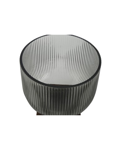 Vaso Home ESPRIT Marrone Grigio Legno Cristallo Moderno 16 x 16 x 20 cm Vaso Home ESPRIT Marrone Grigio Legno Cristallo Moderno 16 x 16 x 20 cm