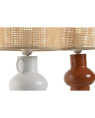 Lampada da tavolo Home ESPRIT Bianco Naturale Terracotta Metallo Bambù 50 W 220 V 22 x 22 x 33 cm (2 Unità)