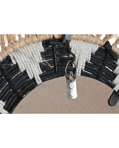 Specchio da parete Home ESPRIT Bianco Nero Naturale Tropicale 50 x 3 x 50 cm
