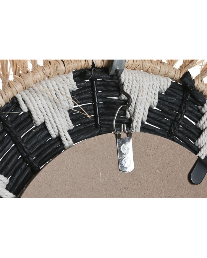 Specchio da parete Home ESPRIT Bianco Nero Naturale Tropicale 50 x 3 x 50 cm Specchio da parete Home ESPRIT Bianco Nero Naturale Tropicale 50 x 3 x 50 cm