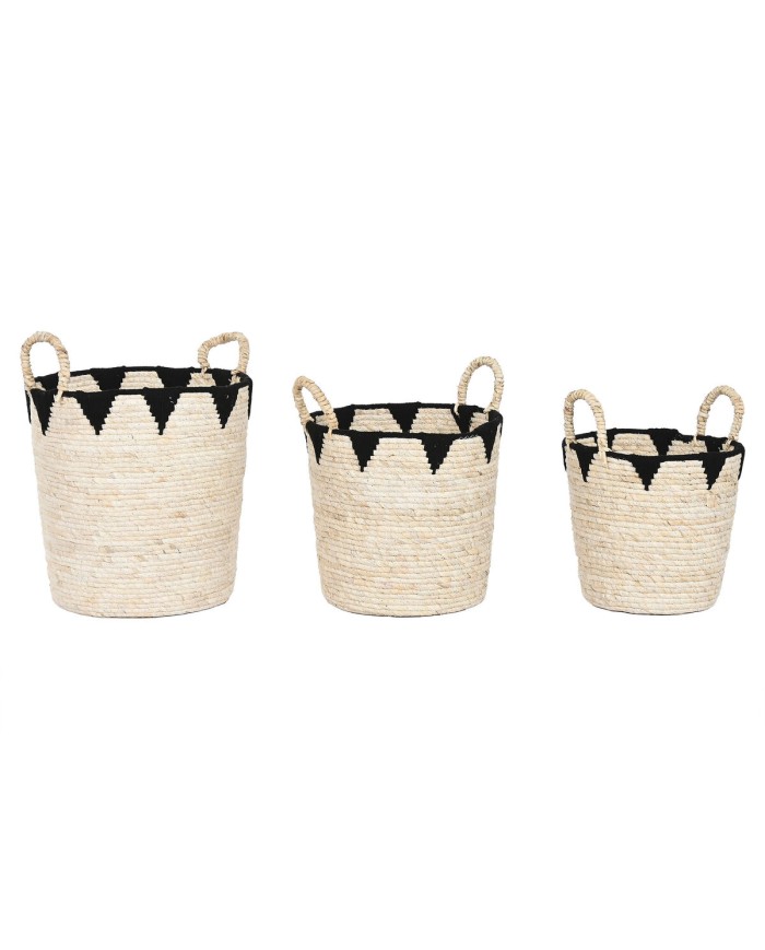 Set di Cestini Home ESPRIT Nero Naturale Fibra naturale Boho 37 x 37 x 43 cm (3 Pezzi) Set di Cestini Home ESPRIT Nero Naturale Fibra naturale Boho 37 x 37 x 43 cm (3 Pezzi)