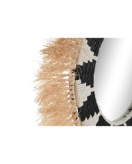 Specchio da parete Home ESPRIT Bianco Nero Naturale Tropicale 50 x 3 x 50 cm Specchio da parete Home ESPRIT Bianco Nero Naturale Tropicale 50 x 3 x 50 cm