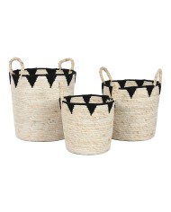 Set di Cestini Home ESPRIT Nero Naturale Fibra naturale Boho 37 x 37 x 43 cm (3 Pezzi) Set di Cestini Home ESPRIT Nero Naturale Fibra naturale Boho 37 x 37 x 43 cm (3 Pezzi)