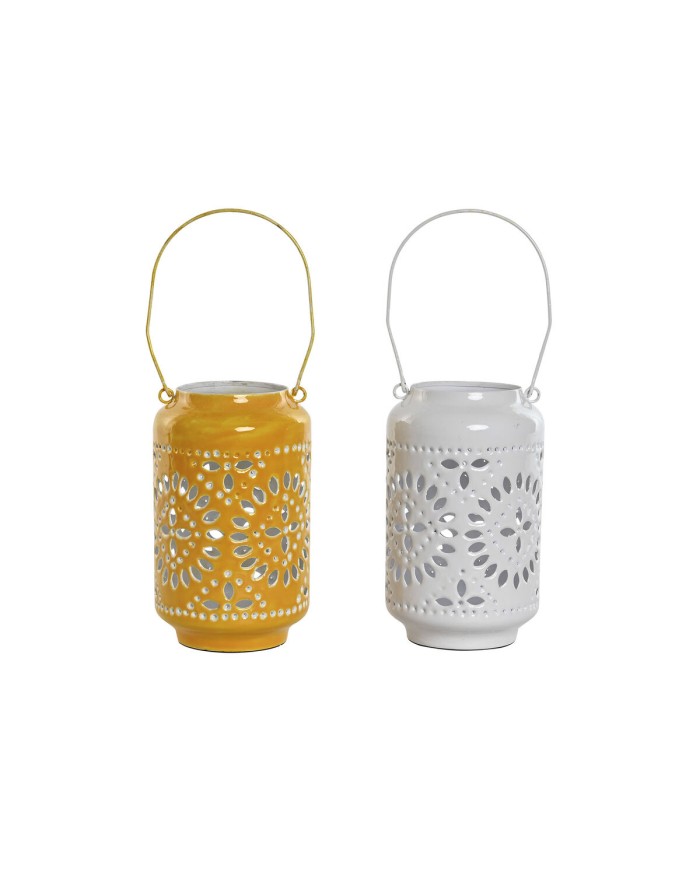 Portacandele Home ESPRIT Giallo Bianco Ferro 15 x 15 x 26 cm (2 Unità) Portacandele Home ESPRIT Giallo Bianco Ferro 15 x 15 x 26 cm (2 Unità)