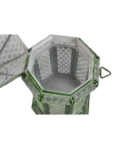 Lanterne Home ESPRIT Verde Metallo Orientale 23 x 23 x 57 cm (2 Pezzi)