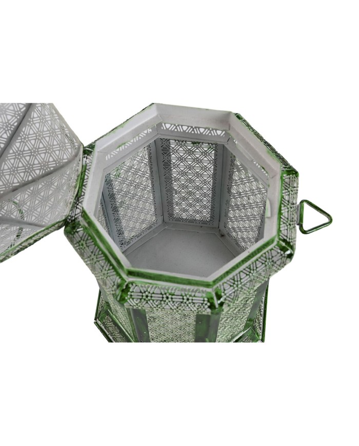 Lanterne Home ESPRIT Verde Metallo Orientale 23 x 23 x 57 cm (2 Pezzi)