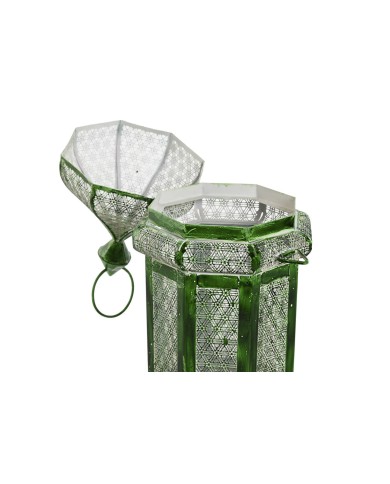 Lanterne Home ESPRIT Verde Metallo Orientale 23 x 23 x 57 cm (2 Pezzi)