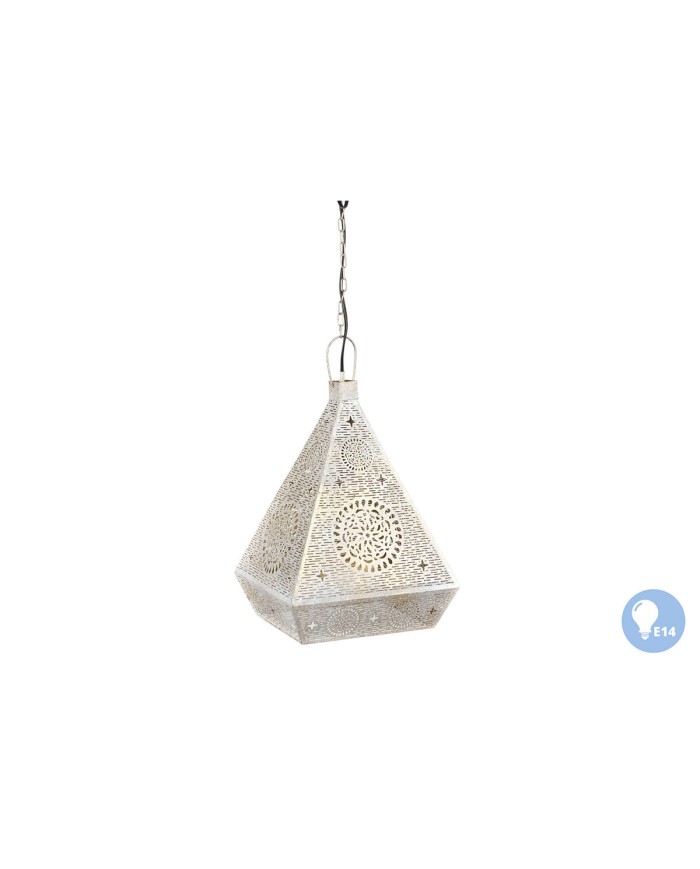 Lampadario Home ESPRIT Bianco Dorato Metallo 25 W 29 x 26 x 40 cm