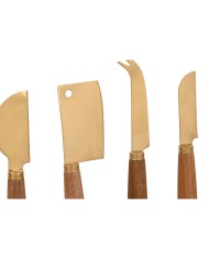 Coltelli da Formaggio Home ESPRIT Dorato Naturale Acciaio inossidabile Acacia 2 Unità (3 Pezzi)