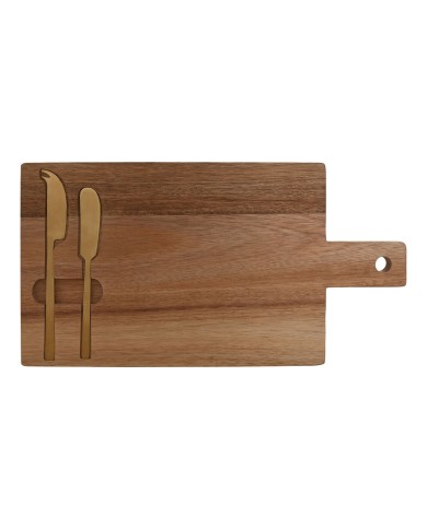 Tagliere per formaggi Home ESPRIT Acciaio inossidabile Acacia 38 x 20 x 1,5 cm (3 Pezzi)