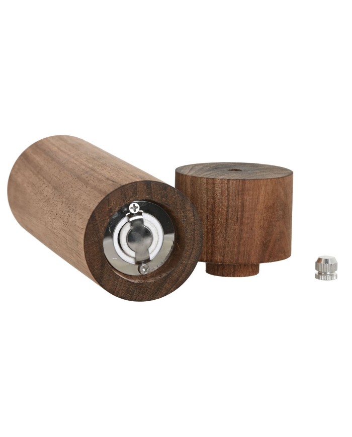 Agitatore di pepe Home ESPRIT Naturale Alluminio Acacia 6 x 6 x 21,5 cm