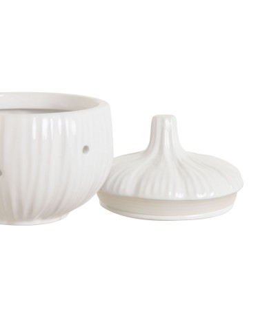 Barattolo Home ESPRIT Bianco Silicone Gres Aglio ajos
