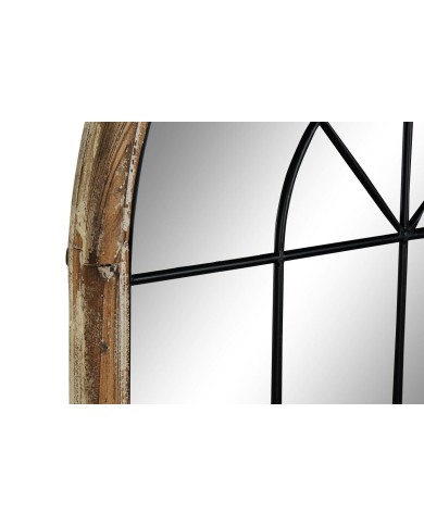 Specchio da parete Home ESPRIT Bianco Marrone Nero Finestra 86 x 3,5 x 168 cm