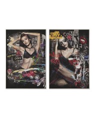 Quadro Home ESPRIT Nero Verde chica 80 x 3,5 x 120 cm (2 Unità)