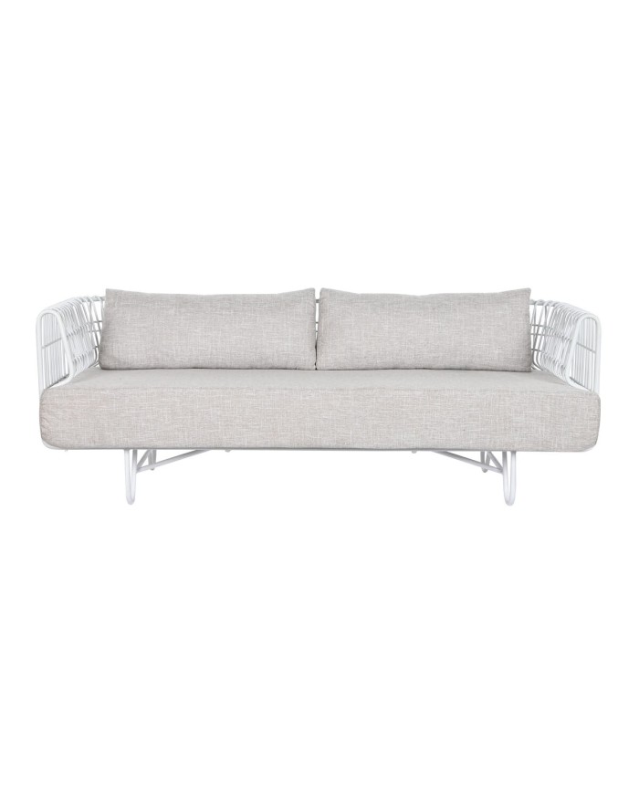 Divano Home ESPRIT Bianco Beige Metallo 180 x 66 x 66 cm Divano Home ESPRIT Bianco Beige Metallo 180 x 66 x 66 cm