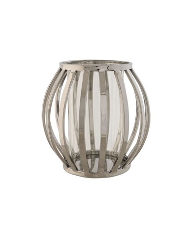 Portacandele Home ESPRIT Argentato Cristallo Acciaio 19 x 19 x 19 cm