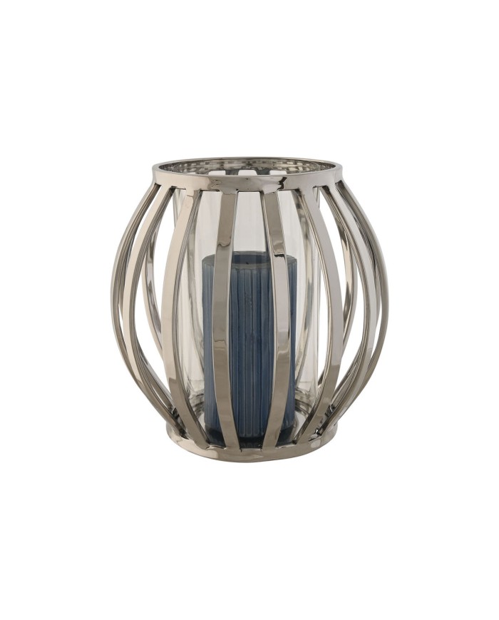 Portacandele Home ESPRIT Argentato Cristallo Acciaio 19 x 19 x 19 cm Portacandele Home ESPRIT Argentato Cristallo Acciaio 19 x 19 x 19 cm