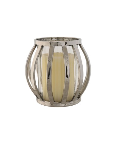 Portacandele Home ESPRIT Argentato Cristallo Acciaio 14 x 14 x 14 cm