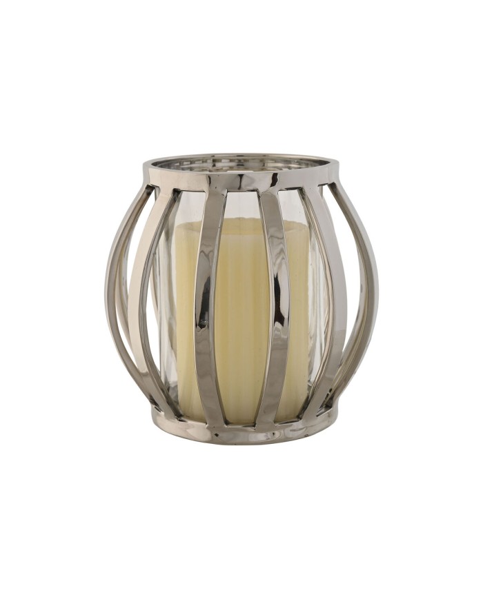 Portacandele Home ESPRIT Argentato Cristallo Acciaio 14 x 14 x 14 cm Portacandele Home ESPRIT Argentato Cristallo Acciaio 14 x 14 x 14 cm