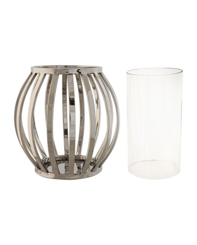 Portacandele Home ESPRIT Argentato Cristallo Acciaio 19 x 19 x 19 cm