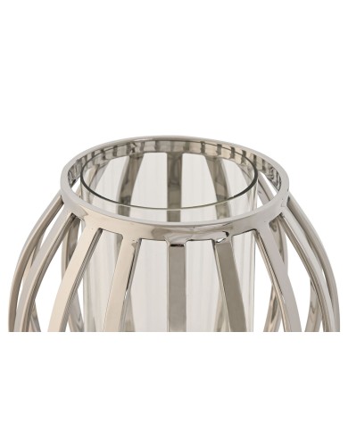 Portacandele Home ESPRIT Argentato Cristallo Acciaio 19 x 19 x 19 cm