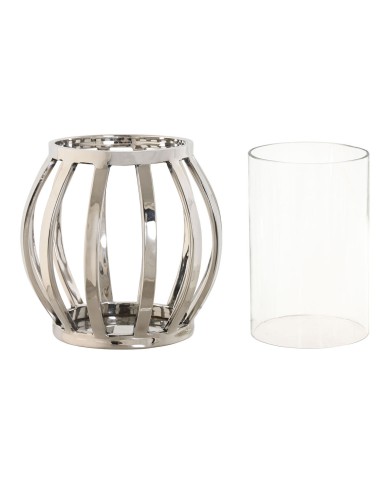 Portacandele Home ESPRIT Argentato Cristallo Acciaio 14 x 14 x 14 cm