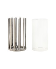 Portacandele Home ESPRIT Argentato Cristallo Acciaio 12 x 12 x 20 cm Portacandele Home ESPRIT Argentato Cristallo Acciaio 12 x 12 x 20 cm