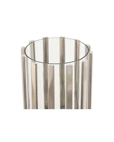 Portacandele Home ESPRIT Argentato Cristallo Acciaio 12 x 12 x 20 cm