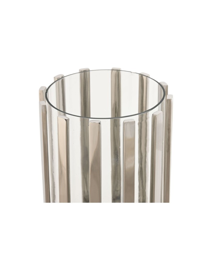 Portacandele Home ESPRIT Argentato Cristallo Acciaio 12 x 12 x 20 cm Portacandele Home ESPRIT Argentato Cristallo Acciaio 12 x 12 x 20 cm