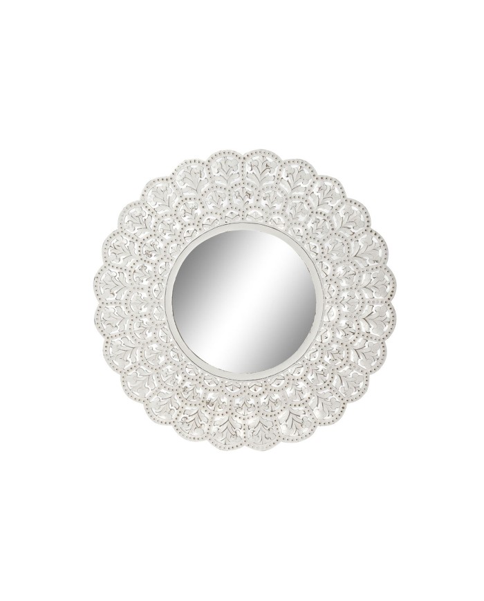 Specchio da parete Home ESPRIT Bianco Indiano Decapaggio 89 x 2 x 89 cm