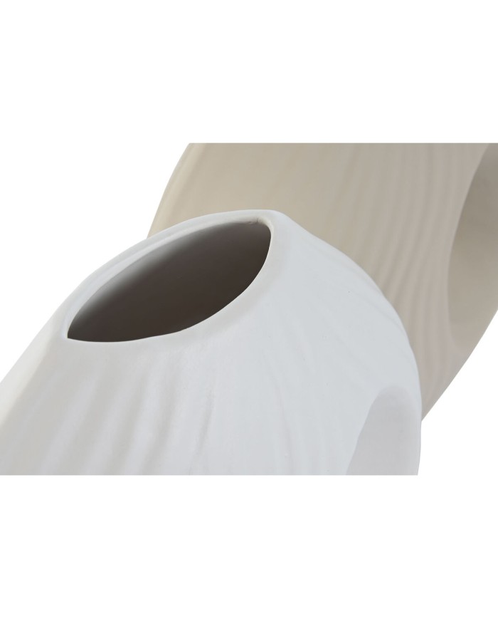Vaso Home ESPRIT Bianco Beige Gres 33 x 15 x 34 cm (2 Unità) Vaso Home ESPRIT Bianco Beige Gres 33 x 15 x 34 cm (2 Unità)