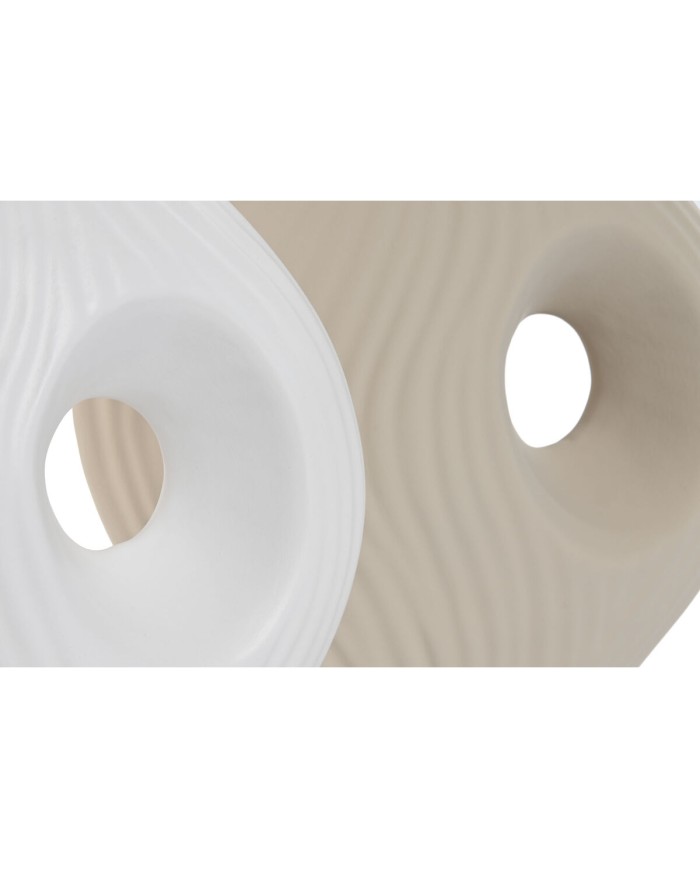 Vaso Home ESPRIT Bianco Beige Gres 33 x 15 x 34 cm (2 Unità) Vaso Home ESPRIT Bianco Beige Gres 33 x 15 x 34 cm (2 Unità)